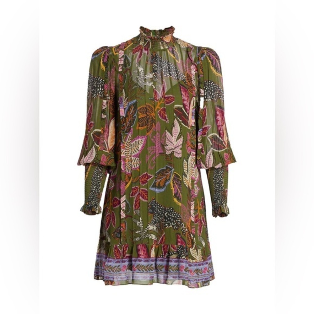 FARM Rio Green Floral Mini Dress